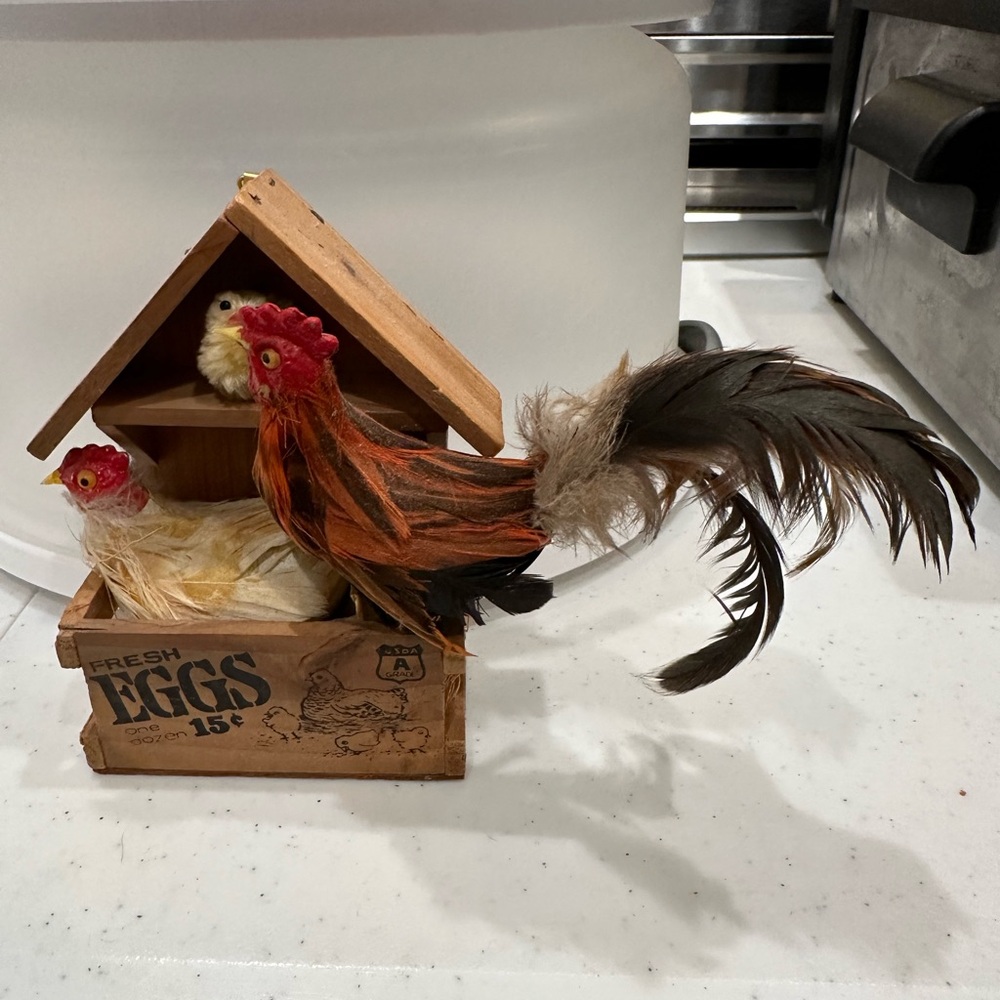 Vintage! Chicken Rooster Babies In A Hen House. ♥️ chicken 🐔 🐓REAL LIKE!!! FIRM!